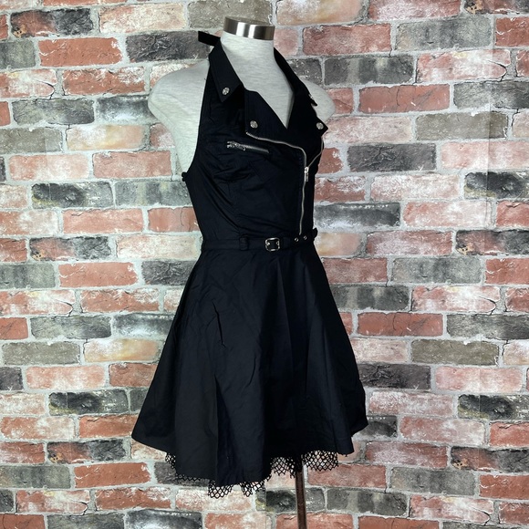Royal Bones by Tripp NYC Biker Moto Zipper Black Dress - Picture 2 of 7